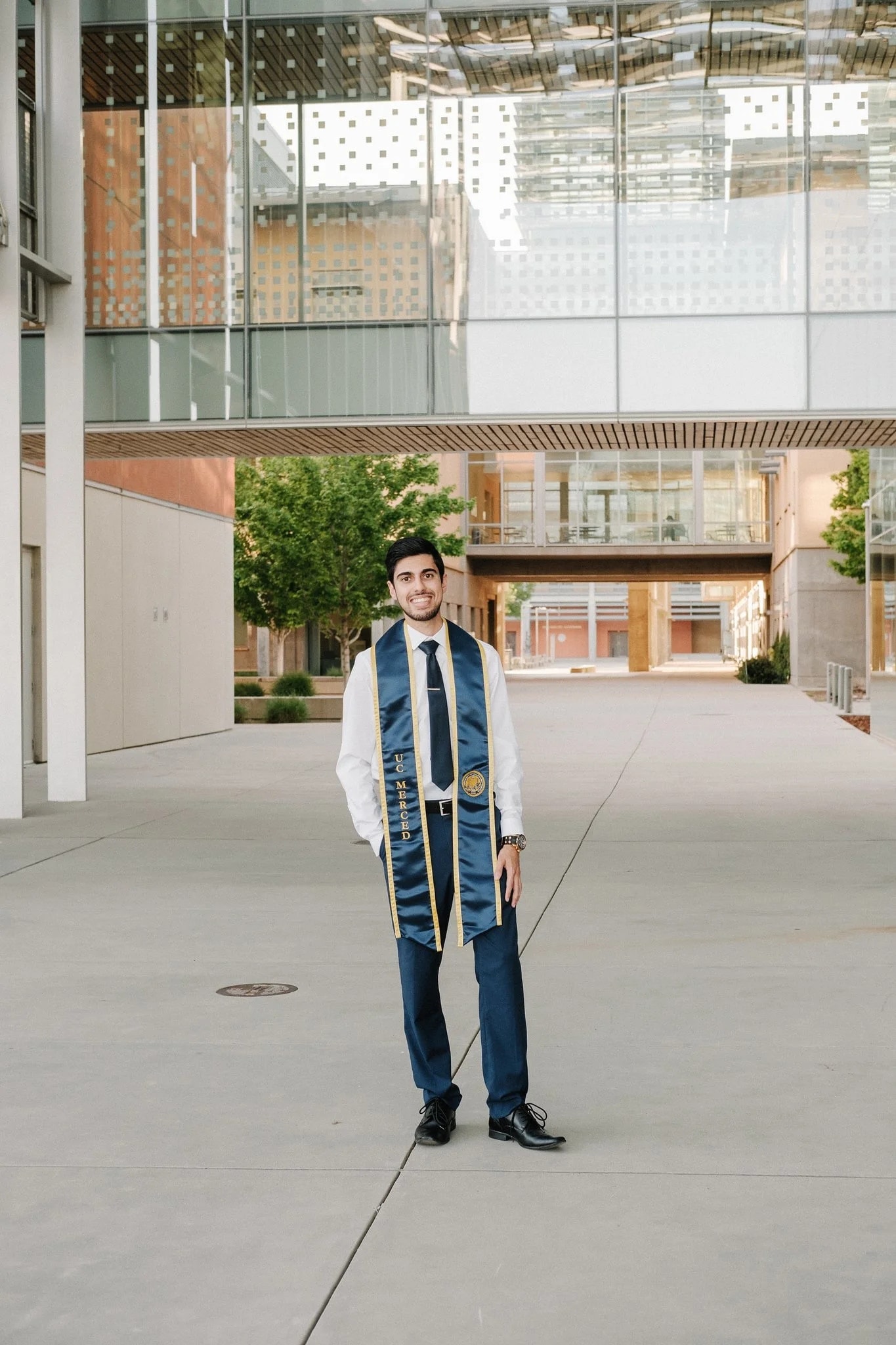 Graduation portrait on campus