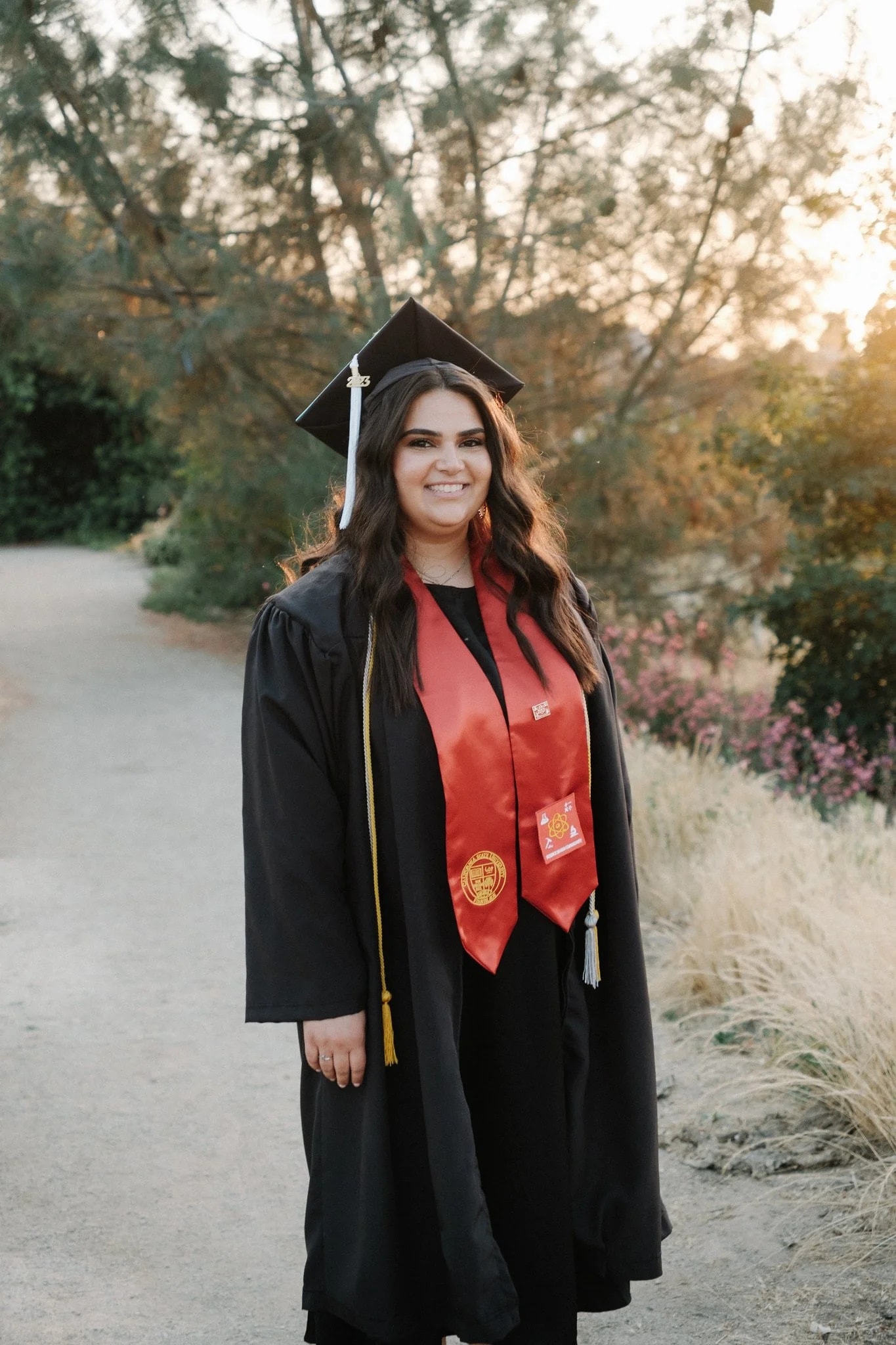 Graduation portrait at sunset