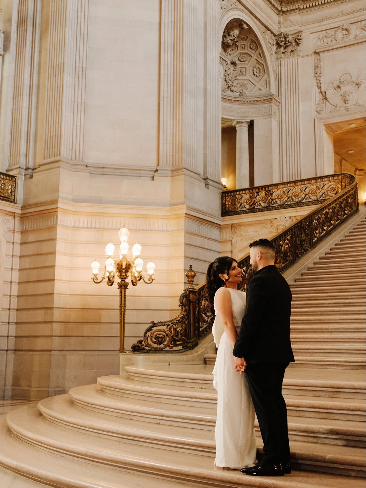 Renita and Jason on the City Hall staircase